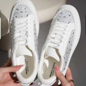 PROJECT CLOUD White Rhinestone Accent Women's Sneakers